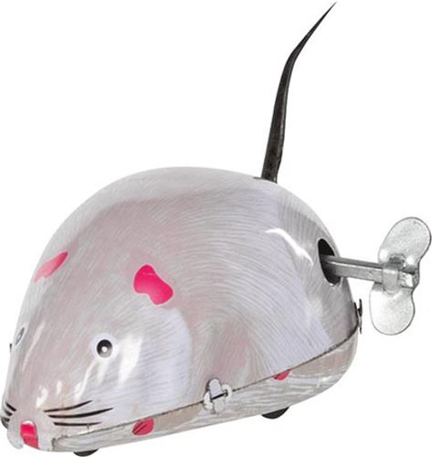 Blikken speelgoed: MUIS GRIJS 8x6x3,5cm, om op te winden, China, ENKEL VOOR VERZAMELAARS, GEEN SPEELGOED!