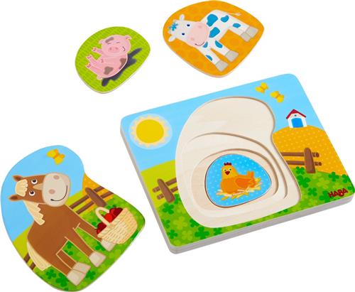 Haba Vormenpuzzel Vrolijk Landleven Junior Hout 4 Stukjes