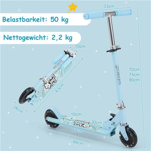 COSTWAY Kinderstep, step met led-wielen, inklapbaar stuur, in hoogte verstelbaar, kinderstep, cityroller, kickscooter voor jongens en meisjes vanaf 3 jaar