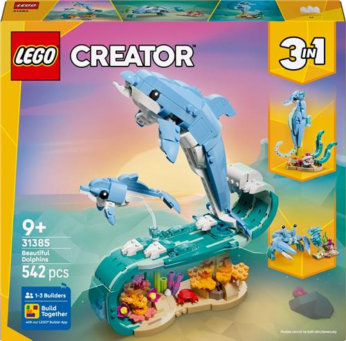 LEGO® Creator 3in1 Zeedieren: Prachtige Dolfijnen - Bouw Om tot een Zeepaardje of Krab - 31385