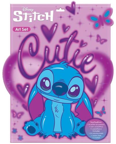 Disney Lilo & Stitch Kleurset (in folie zak) 24 kleurplaten, 1 Stickervel & 6 Viltstiften  19×24,5 cm