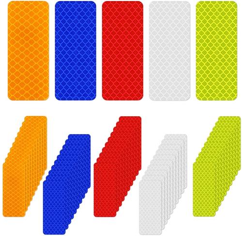 Inovra Plus - Pack van 50 Reflecterende Zelfklevende Waterdichte Stickers 3 x 8 cm - Rechthoekige Stickers voor Veiligheidswaarschuwing - Geschikt voor Auto's en Kleding
