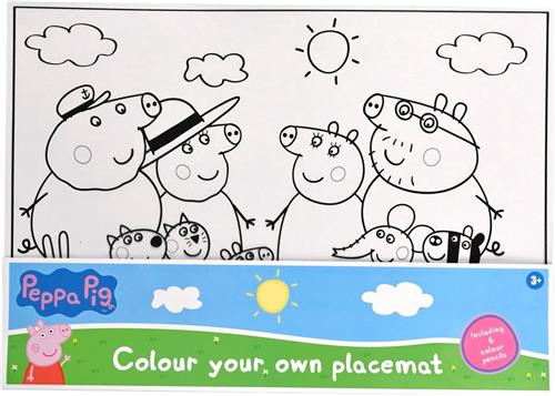 Peppa Pig placemat inkleurbaar  creatief  kids  tekenen  eten  kleuren  placemat  herbruikbaar  speelplezier  praktisch  educatief  vrolijk  schattig  uniek  Peppa fans  DIY  kawaii  cadeautip  tafeldecoratie  knutselen  kunst