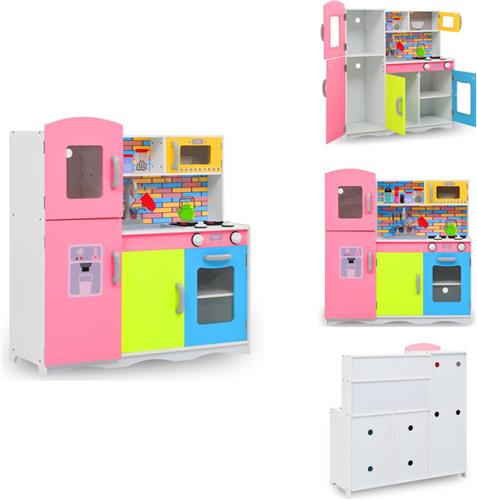 vidaXL Speelgoedkeuken - Speelgoedkeukens - Speelkeuken - Speelkeuken - Kinderspeelkeuken 80x30x85 cm MDF meerkleurig