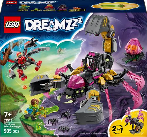 LEGO® DREAMZzz Nachtmerrie Schorpioengraver Bouwset - Speelgoed voor Kinderen Vanaf 7 Jaar - Fantasierijke Graafmachine met 2 Bouwmogelijkheden en 3 Minifiguren - Cadeautip - 71513