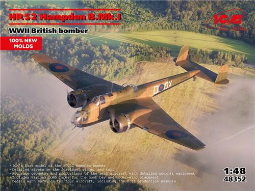 ICM Modelbouwpakket Militaire voertuigen - 48352 Handley Page HP.52 Hampden B.Mk.I - WWII Britse Bommenwerper Plastic - 1:48 -