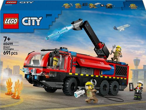LEGO® City Luchthaven Brandweertruck - Reddingsvoertuig - Modelbouwset voor Jongens en Meisjes Vanaf 7 Jaar - Speelgoedvoertuig voor Blusoperaties met 4 Minifiguren van Brandweerlieden - Cadeautip voor Kinderverjaardagen - 60499