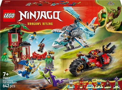 LEGO® NINJAGO® Ninjavoertuigen bij de Boomhut - Actiespeelgoed - Speelset met Boomhut, Helikopter, Motor en 6 Minifiguren - Bouwset voor Kinderen Vanaf 7 Jaar - Cadeautip - 71857