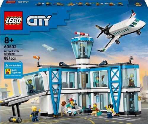 LEGO® Luchthaven met Vliegtuig - Speelgoedset met Vliegveldmodel voor Jongens, Meisjes en Fans van Speelgoedvliegtuigen - Bouwset voor 1 tot 4 Personen - 9 Minifiguren - Verjaardagscadeau voor Kinderen Vanaf 8 Jaar - 60502