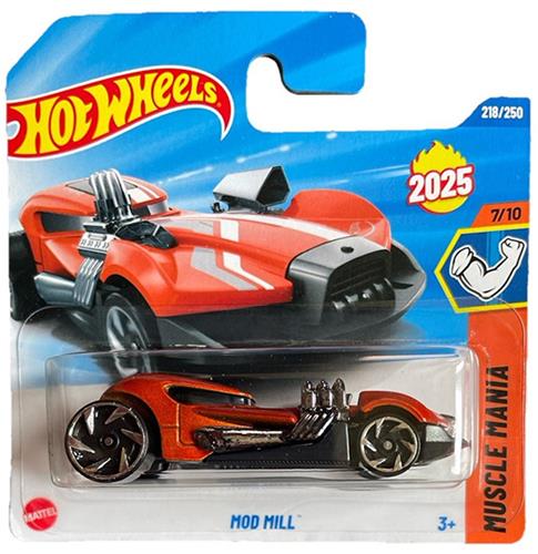 HOT WHEELS MOD MILL 218/250 ORANGE RED HW MUSCLE MANIA 7/10 1:64 SHORT CARD 2025