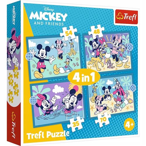 Trefl 4-in-1 Mickey Mouse Puzzels - Spel en plezier voor kinderen