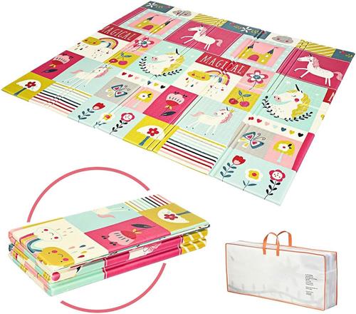 COSTWAY Speelkleed voor baby's 200 x 180 x 1,4 cm, opvouwbaar speelmat vloerkleed, waterdicht en extra groot vloermatje voor baby's, peuters en kleuters, voor binnen en buiten, niet giftig materiaal, dubbelzijdig ontwerp (Groen)