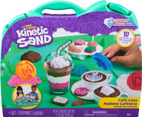 Kinetic Sand - Cafékoffer met 793 g speelzand in 4 kleuren 9 gereedschappen en vormen opbergkoffer