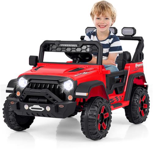 COSTWAY Elektrische auto voor kinderen, 12 V, elektrische kinderauto, met 2,4 G afstandsbediening en USB & licht en muziek, 1-5 km/u, elektrische kinderauto, voor kinderen vanaf 3 jaar, rood