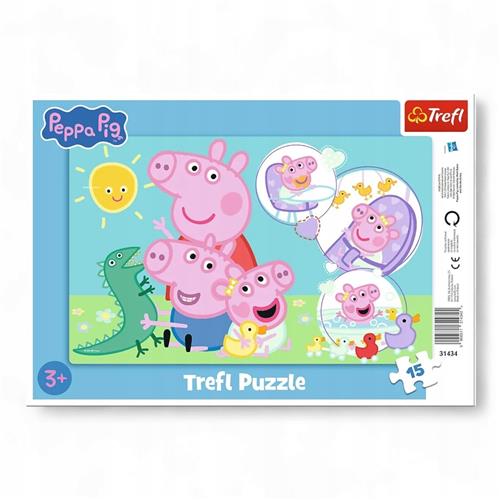 Trefl Peppa Pig Puzzel met Frame, 15 Stukjes - Leuke Peppa