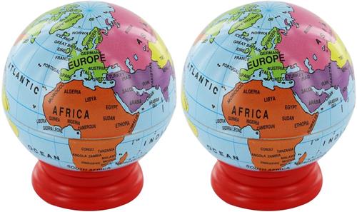 IMPERATORIS® Globe - Educatieve Wereldbol - Nauwkeurige Tijdzone voor Kinderen Leren - Aardrijkskunde Decor voor Klaslokaal en Huis - 2 stuks - 4.4 x 8.8 x 4.94 cm