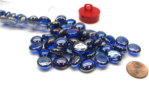 Chessex Glass Gaming Stones - Crystal Dark Blue Iridized (40+)