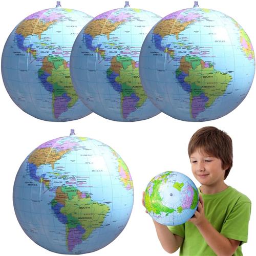 IMPERATORIS® Globe - Educatieve Wereldbol - Nauwkeurige Tijdzone voor Kinderen Leren - Aardrijkskunde Decor voor Klaslokaal en Huis - Verpakking van 4 - 38 x 2816