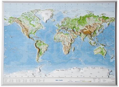 IMPERATORIS® Wereldkaart - Wanddecoratie - Luxe Stevig Papier - Werelddelen - Oceanen - Steden - Vlaggen - 103 x 143 cm