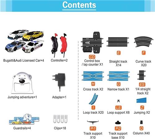 High-Speed Slotracebaan 1:64  Elektrische Dubbele Racebaan 13,5 m met 4 Autos, LED-koplampen, Looping & Handcontrollers  Duurzame Speelgoed Race Track voor Kinderen