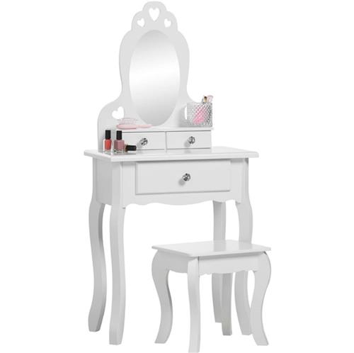 Speelgoedkaptafel - Make Up Tafel Kind met Uniek Design - Kinder Kaptafel Schminktafel Meisje met Handgemaakte Kwaliteit - Wit