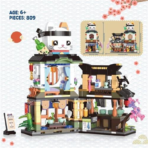 Japanse Izakaya Mini Bouwset  809 Stuks MOC Creative STEM Bouwstenen  Miniatuur Japanse Winkel, 25% Kleinere Steentjes, Niet Compatibel met Grote Bouwsets  Speelgoed & Displaymodel voor Kinderen en Volwassenen