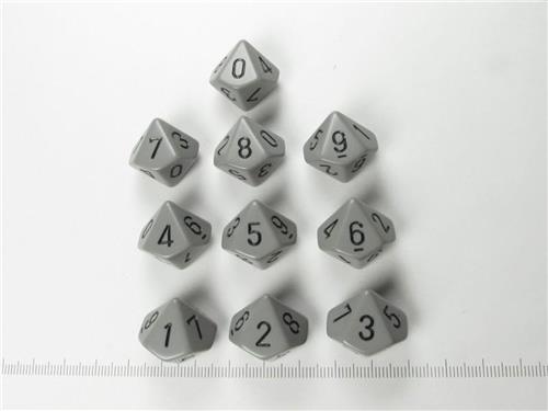 Chessex Opaque Grey/black D10 Dobbelsteen Set (10 stuks)