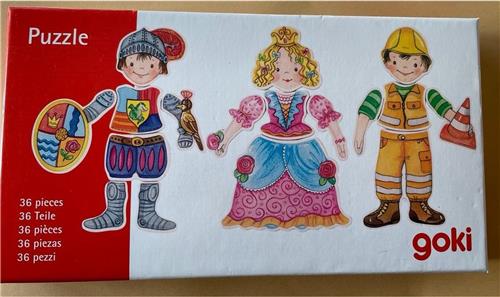 Houten aankleedpop puzzel kinderen 36 delig - Goki