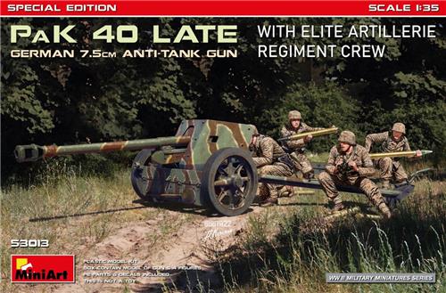 MiniArt Modelbouwpakket Militaire voertuigen - 53013 Duitse 7,5cm Antitankkanon met Elite Artillerie Regiment Bemanning WWII - Special Edition - Artillerie Plastic - 1:35 - Modelbouw