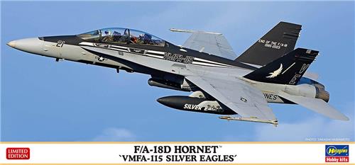 Hasegawa Modelbouwpakket Militaire voertuigen - 02497 F/A-18D Hornet VMFA-115 Silver Eagles - Limited Edition - Amerikaanse Straaljager Plastic - 1:72 -