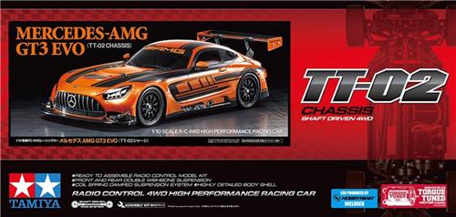 Tamiya Modelbouwpakket Auto - 58750 RC Auto - Mercedes-Amg GT3 Evo - TT-02 RC Plastic - 1:10 - Incl afstandsbediening