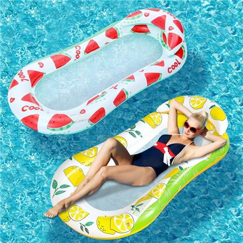 Unyqoos® Opblaasbare waterhangmat met net en hoofdkussen voor zomerse ontspanning