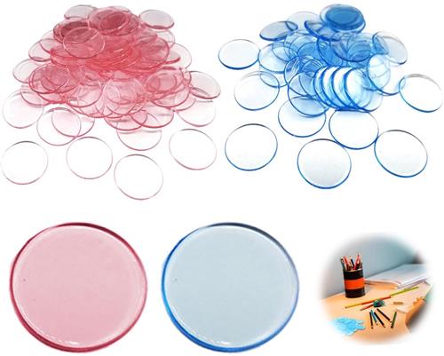 IMPERATORIS® Bingo Fiches - Telchips - Transparante Fiches voor Bingo en Tellen - Plastic Markeerfiches - Educatief Speelgoed - 19 mm - 200 Stuks - Rosé , bluaw