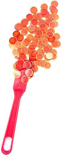 IMPERATORIS® Bingo Fiches - Telchips - Transparante Fiches voor Bingo en Tellen - Plastic Markeerfiches - Educatief Speelgoed - 19 mm - 100 metalen ringschijven - Rood