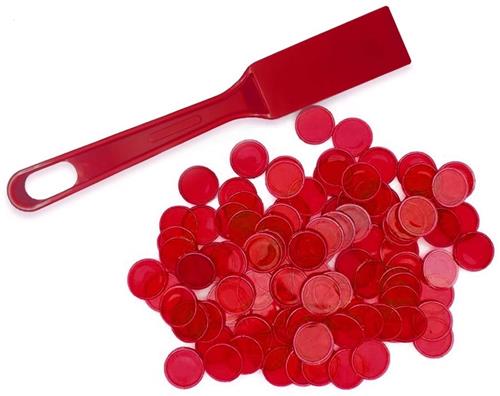 IMPERATORIS® Bingo Fiches - Telchips - Transparante Fiches voor Bingo en Tellen - Plastic Markeerfiches - Educatief Speelgoed - 19 mm - 100 Stuks - Rood