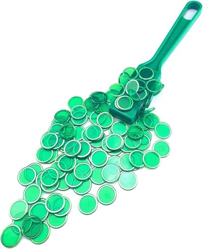 IMPERATORIS® Bingo Fiches - Telchips - Transparante Fiches voor Bingo en Tellen - Plastic Markeerfiches - Educatief Speelgoed - 19 cm - 100 Stuks - donkerGroente