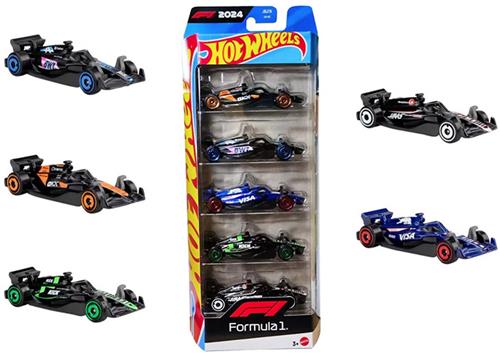 HOT WHEELS FORMULA 1 2024 5 PACK 1:64 McLAREN, BWT ALPINE, VISA RB, KICK SAUBER, MONEYGRAM HAAS TEAM