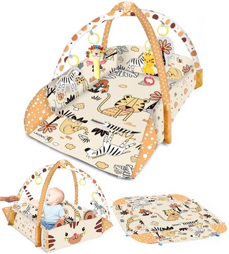 Multifunctioneel Speelkleed Baby + Buikligtrainer - Babygym met AANPASBARE WANDEN - Speelmat met Boog - Incl. 30 Ballen + 4 Speeltjes - Vanaf 0m+