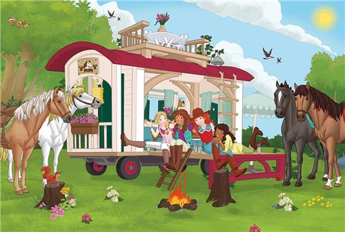 Paardenclub - kampvuur bij de caravan - 100 stukjes