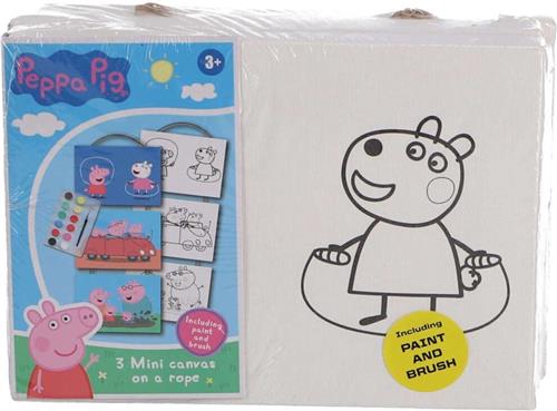 Peppa Pig 3 Canvasdoeken Met Touw + Verf