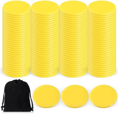 IMPERATORIS® Bingo Fiches - Telchips - Transparante Fiches voor Bingo en Tellen - Plastic Markeerfiches - Educatief Speelgoed - 0.98 Inch - 100 Stuks - geel