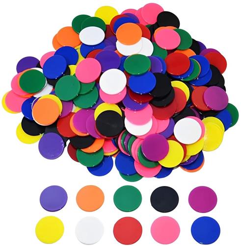 IMPERATORIS® Bingo Fiches - Telchips - Transparante Fiches voor Bingo en Tellen - Plastic Markeerfiches - Educatief Speelgoed - 25 mm - 100 Plastic Stuks - Meerkleurig