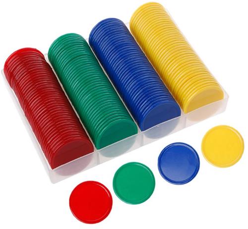 IMPERATORIS® Bingo Fiches - Telchips - Transparante Fiches voor Bingo en Tellen - Plastic Markeerfiches - Educatief Speelgoed - 19 mm - 160 Stuks - Groen, geel, rood, blauw