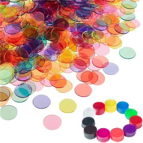 IMPERATORIS® Bingo Fiches - Telchips - Transparante Fiches voor Bingo en Tellen - Plastic Markeerfiches - Educatief Speelgoed - 19 mm - 200 Stuks - Meerkleurig transparante