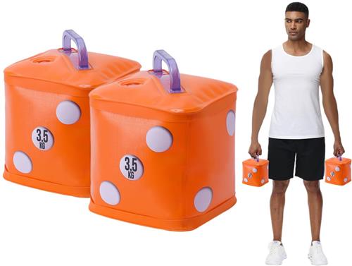 IMPERATORIS® Fitness Dobbelstenen - Sport Dobbelsteen - Foam Dice met Oefeningen - Workout Game voor Thuis - Totale Gewicht van 7 kg - Set van 2 - Oranje