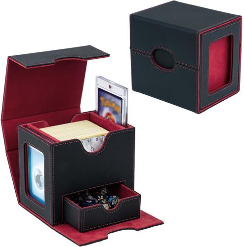 IMPERATORIS® Deck Box - Opbergdoos voor Speelkaarten - Card Case - zwart en rood