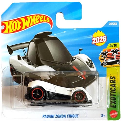 HOT WHEELS PAGANI ZONDA CINQUE BLACK WHITE 26/250 HW EXOTICARS 4/10 SHORT CART 2026