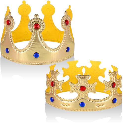 Unyqoos® Set van Twee Luxe Gouden Kronen voor Volwassenen en Kinderen, Perfect voor Feestelijke Gelegenheden