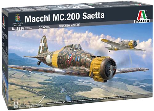 Italeri Modelbouwpakket Vliegtuigen - 2516 Macchi C.200 Saetta WWII - Italiaans Propellervliegtuig Plastic - 1:32 - Modelbouw