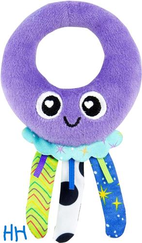 LAMAZE Sprinkles The Jellyfish Rattle, L27059 - rammelaar soft - baby - o+ maanden - paars kwal - knisper - easy grip - zacht stof - kraamcadeau